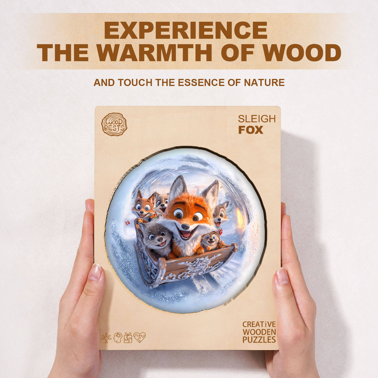 3D Sleigh Fox Wooden Jigsaw Puzzle