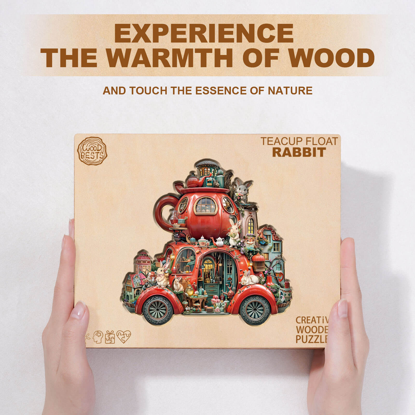 Teacup float rabbit Wooden Jigsaw Puzzle