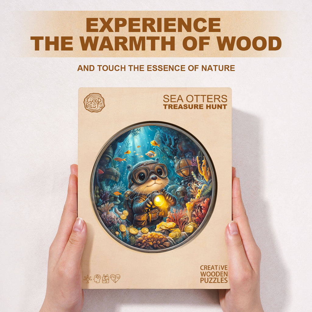 Sea Otters Treasure Hunt Wooden Jigsaw Puzzle
