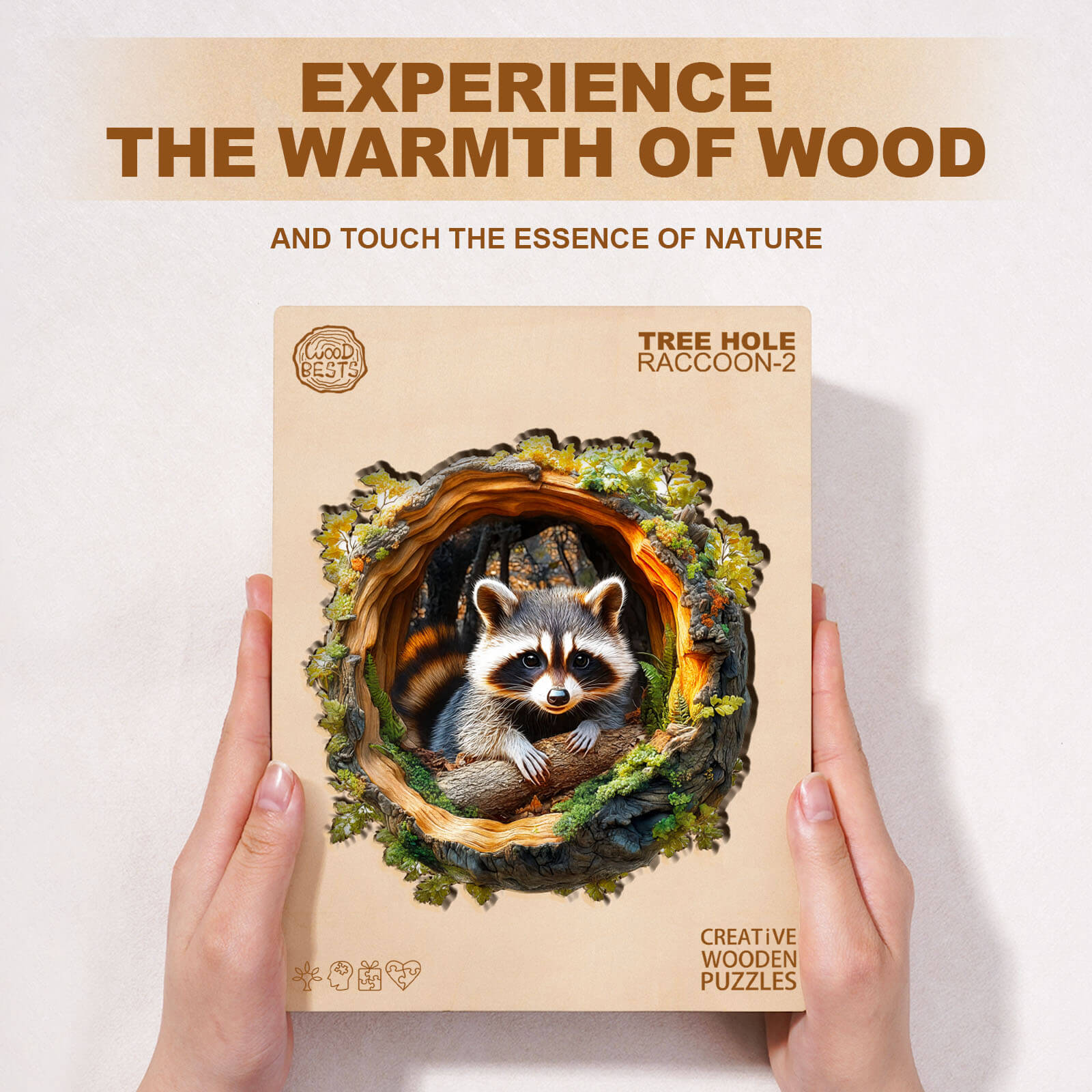 3D Tree hole raccoon-2 Wooden Jigsaw Puzzle