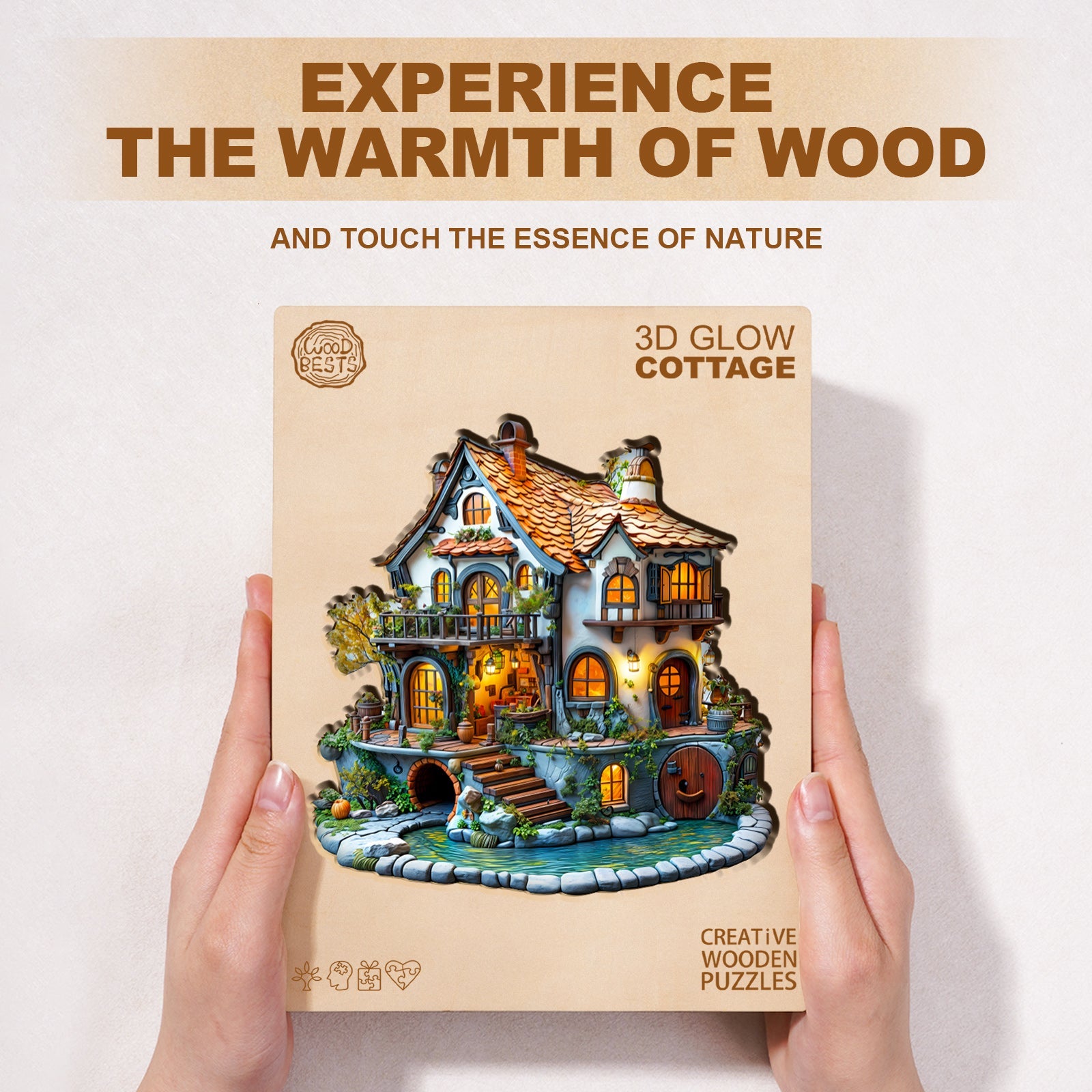 3D Glow Cottage Wooden Jigsaw Puzzle