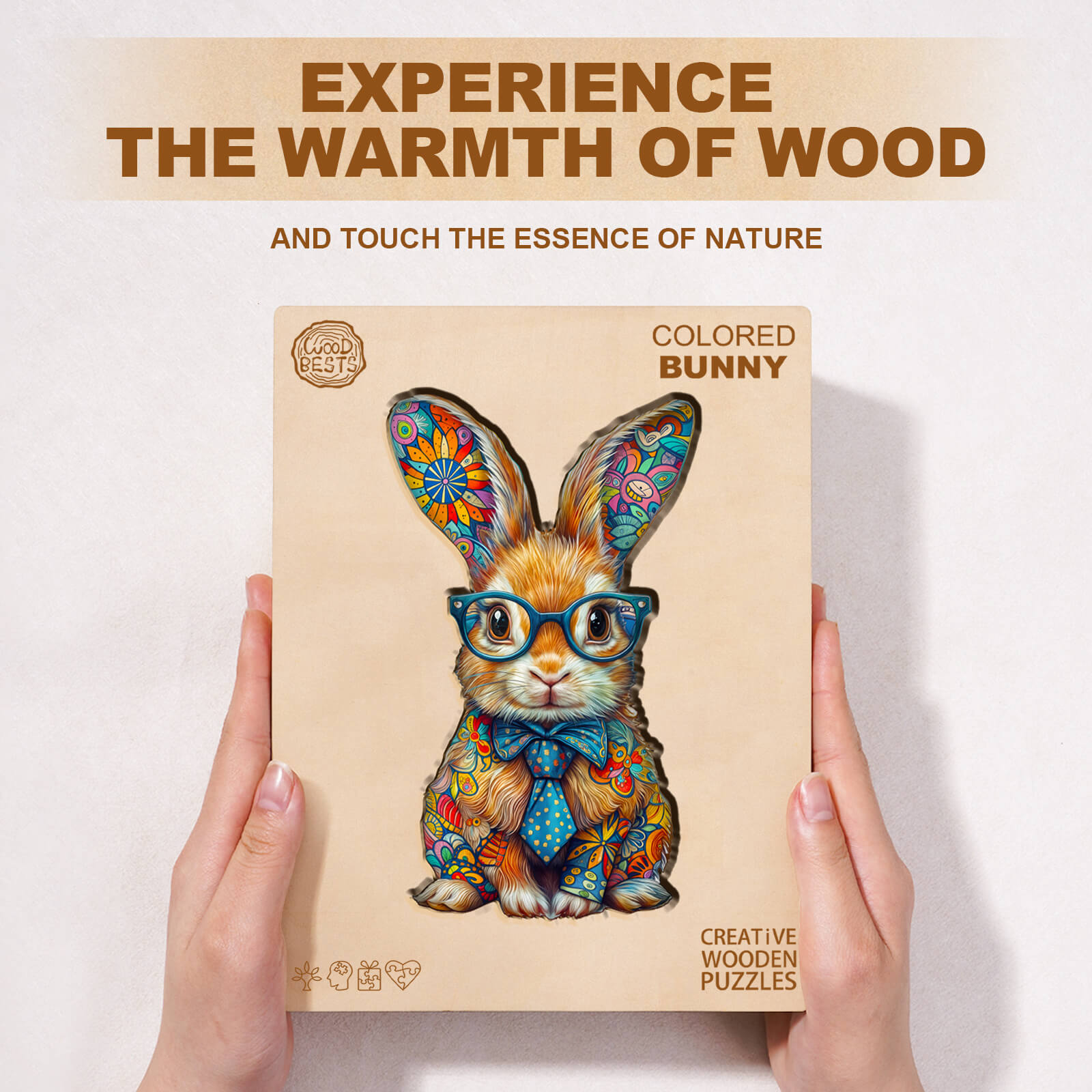 Colored bunny Wooden Jigsaw Puzzle
