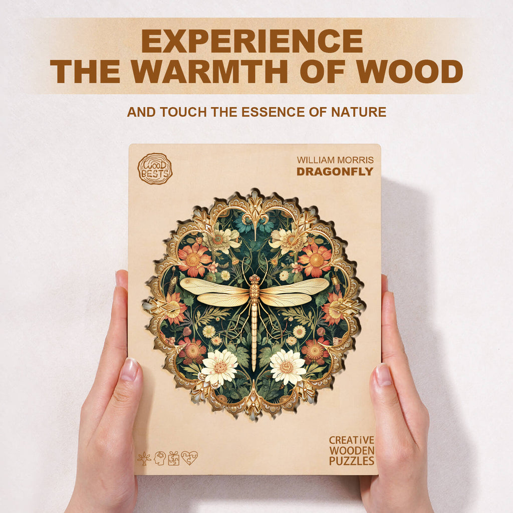 William Morris dragonfly Wooden Jigsaw Puzzle