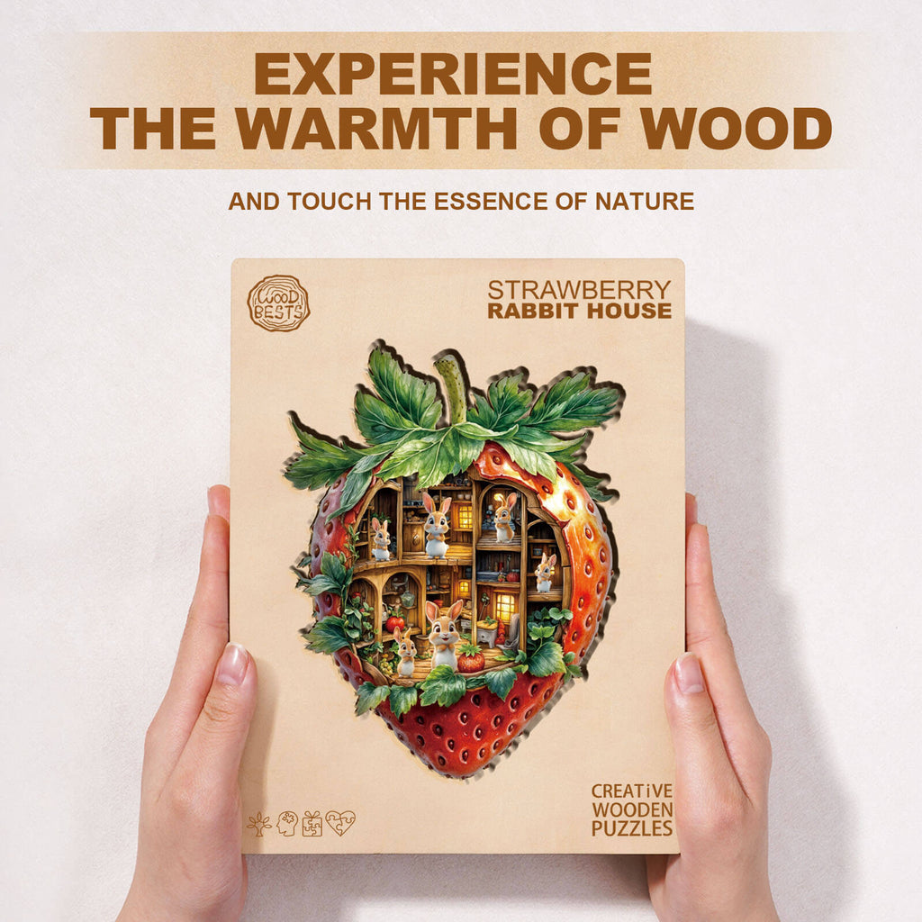 Strawberry Rabbit House Wooden Jigsaw Puzzle