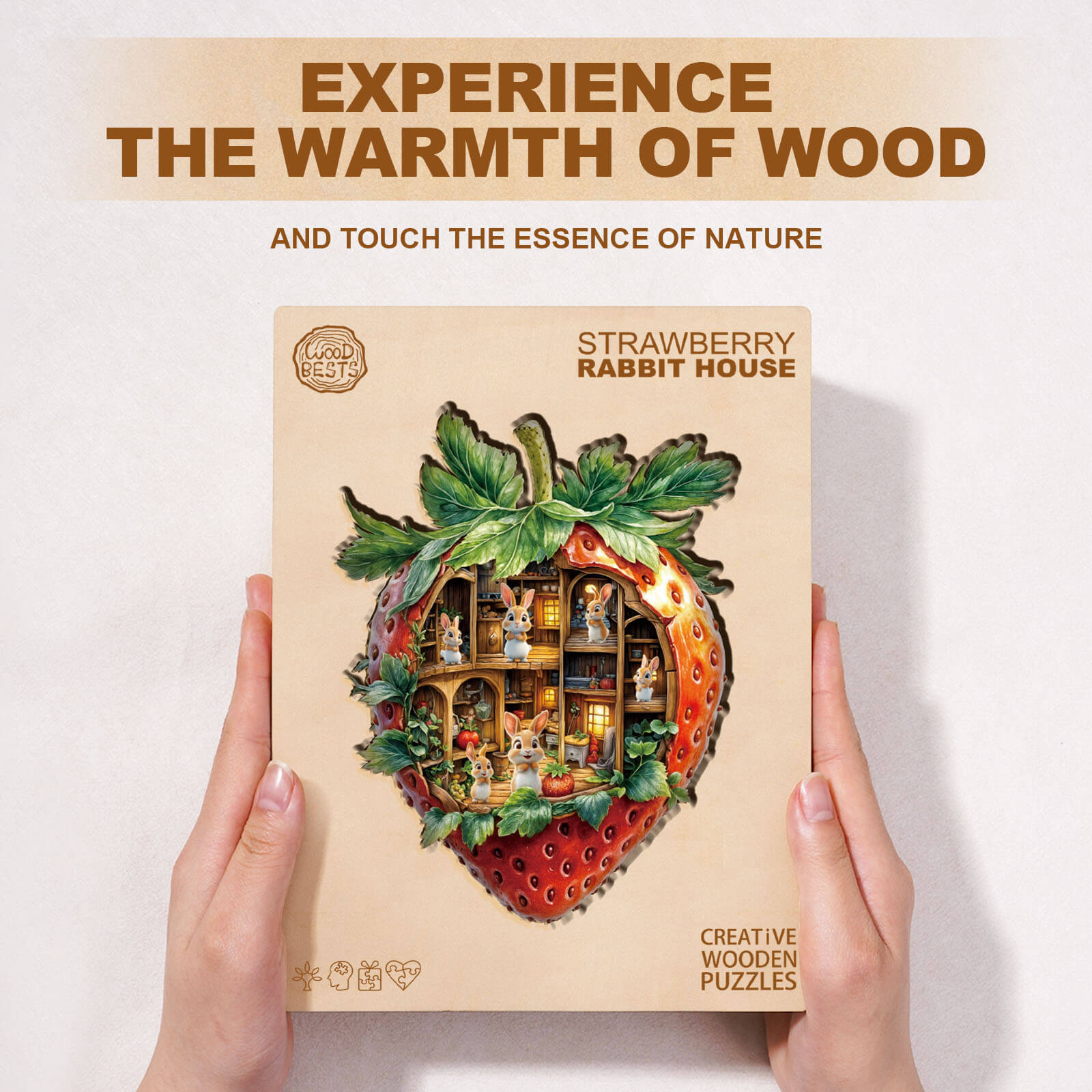 Strawberry Rabbit House Wooden Jigsaw Puzzle