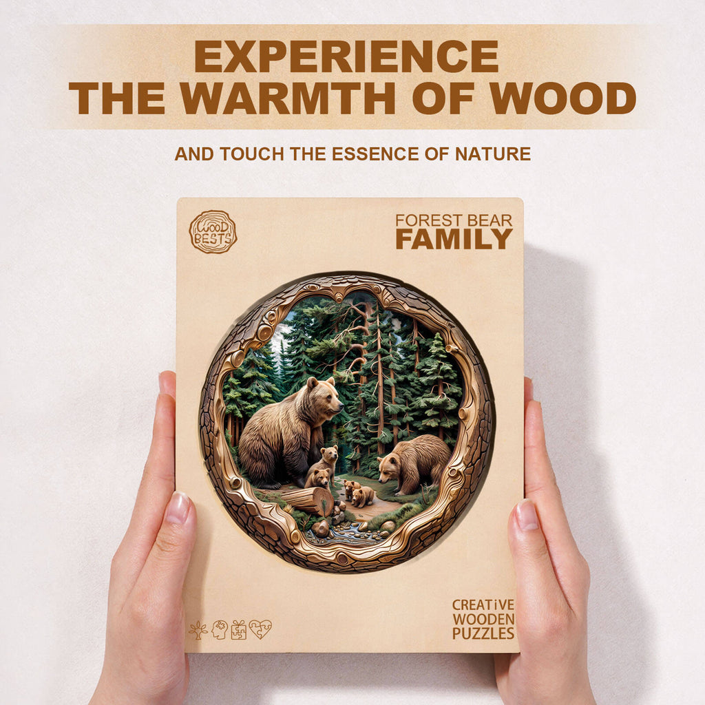 Forest Bear Family Wooden Jigsaw Puzzle