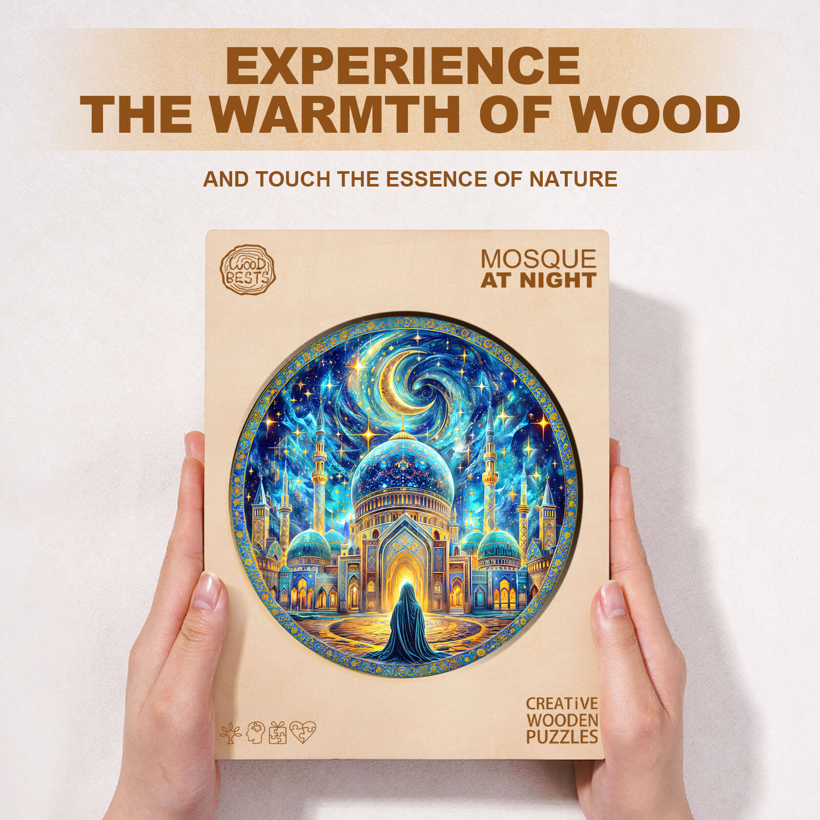 Mosque at night Wooden Jigsaw Puzzle