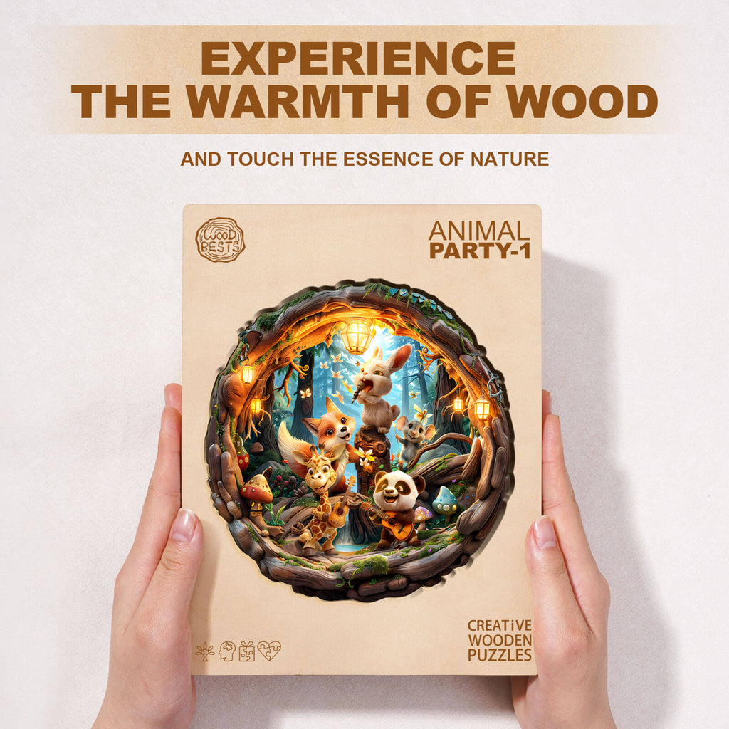 Animal party-1 Wooden Jigsaw Puzzle