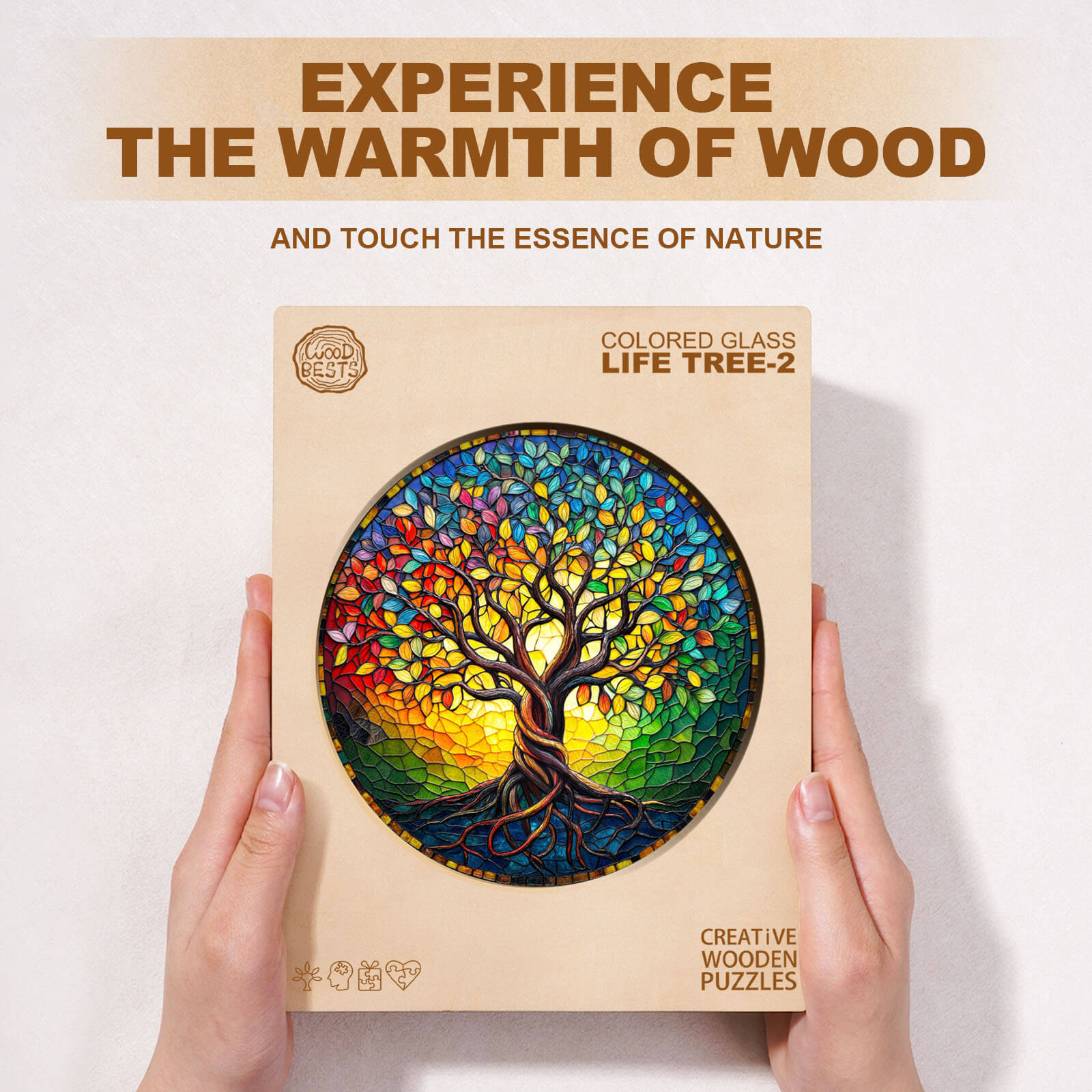 Colored glass life tree-2 Wooden Jigsaw Puzzle