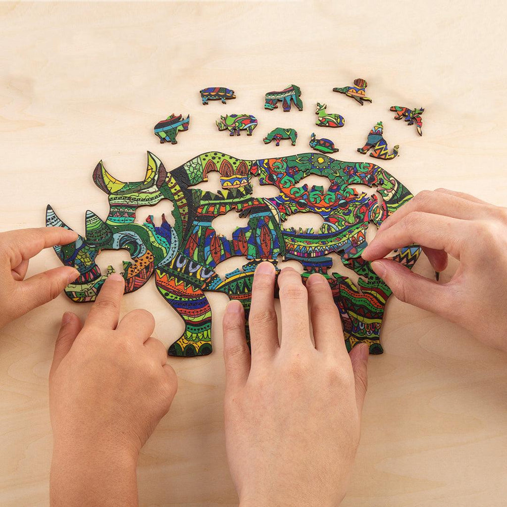 Watchful Rhino Wooden Jigsaw Puzzle