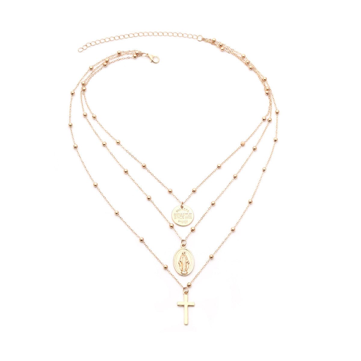 3-1 LAYERED CROSS NECKLACE