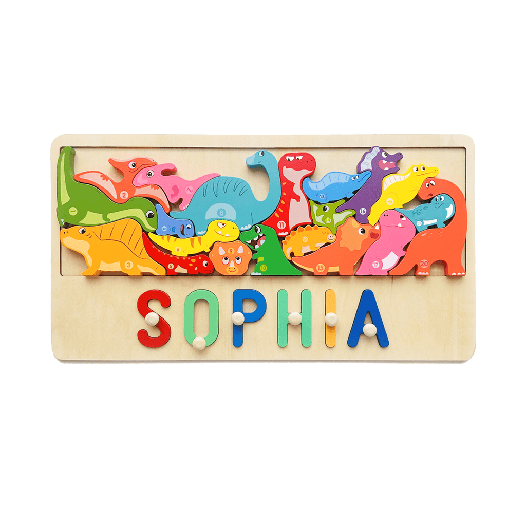 Personalized Baby Name Puzzle With Dinosaur