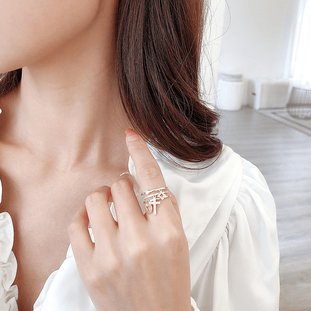 BLESSED LAYERS SILVER RING - (ADJUSTABLE)