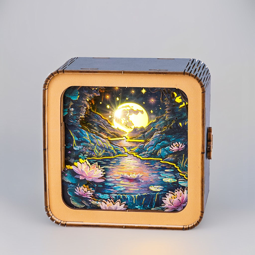 Moonlight over Lotus Pond Kit - 3D Wooden Puzzle Night Light