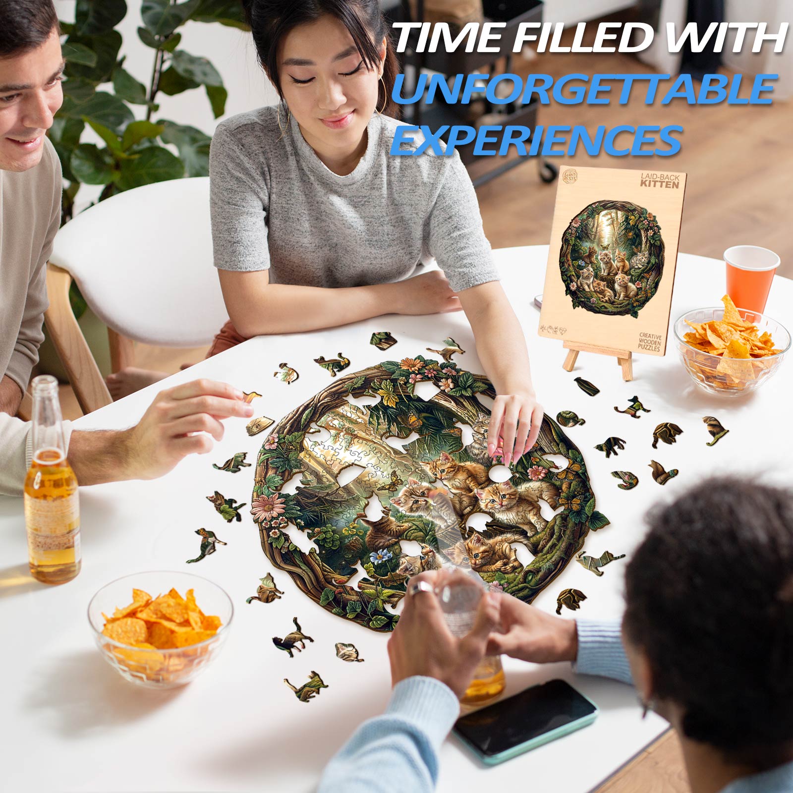 Laid-back Kitten Wooden Jigsaw Puzzle