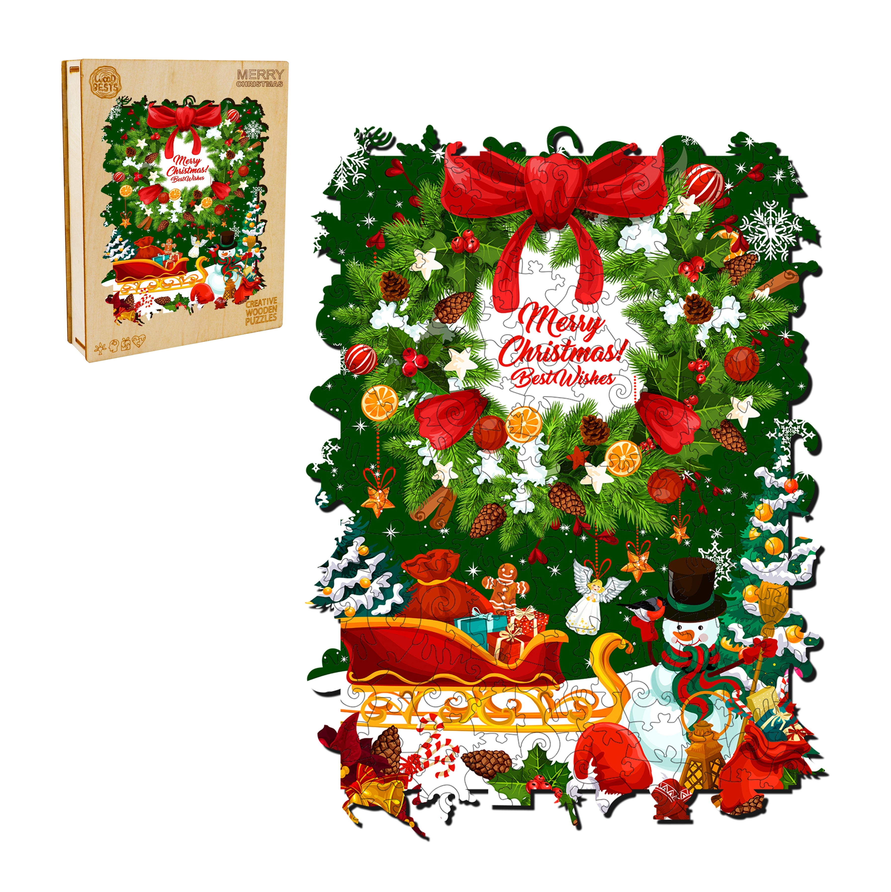 Merry Christmas Wooden Jigsaw Puzzle