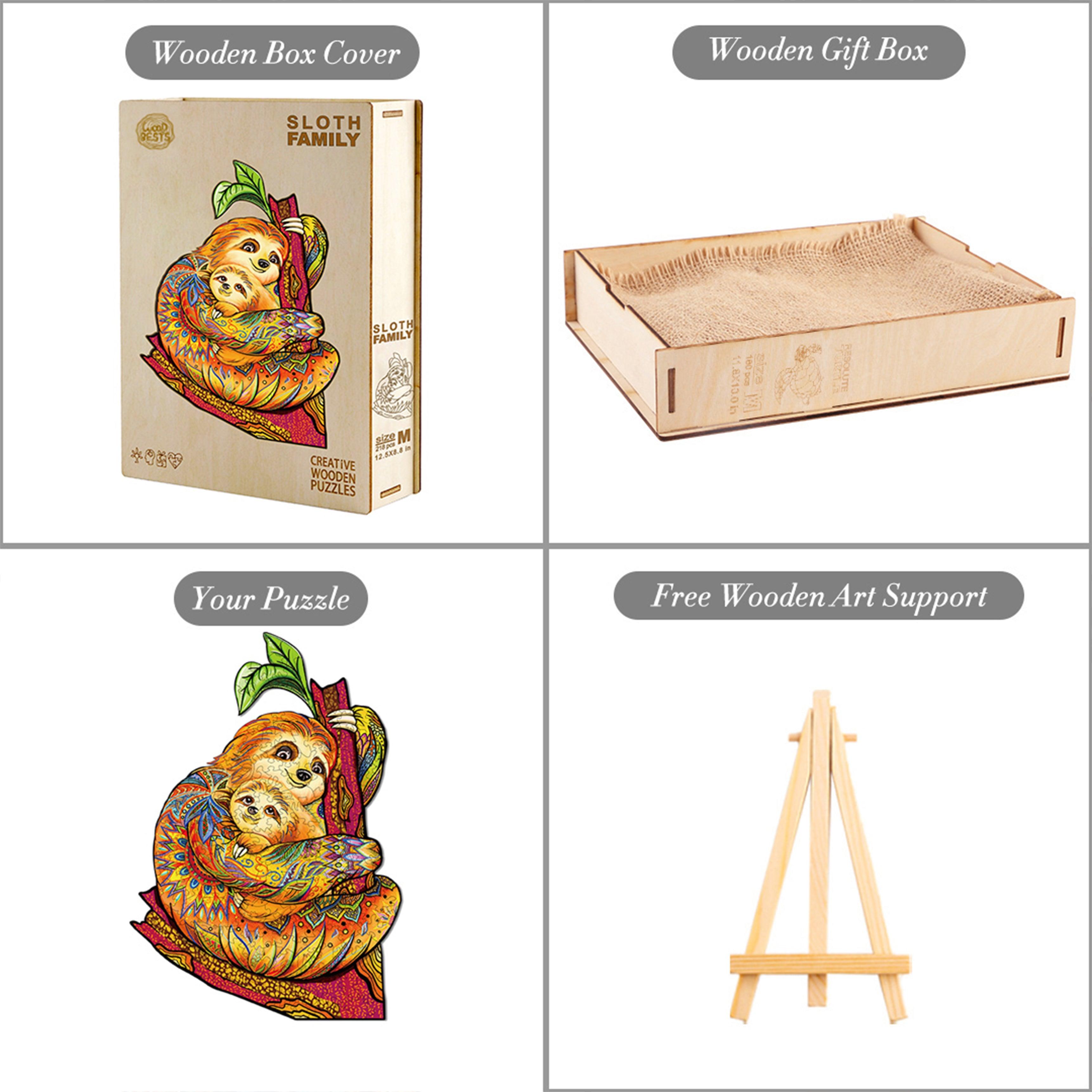 Sloth Family Wooden Jigsaw Puzzle
