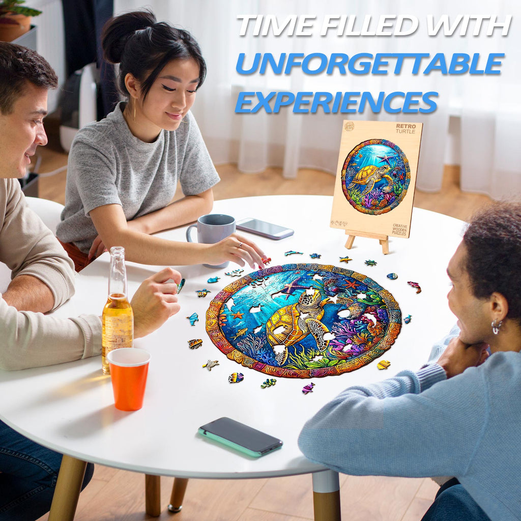 Retro Turtle Wooden Jigsaw Puzzle
