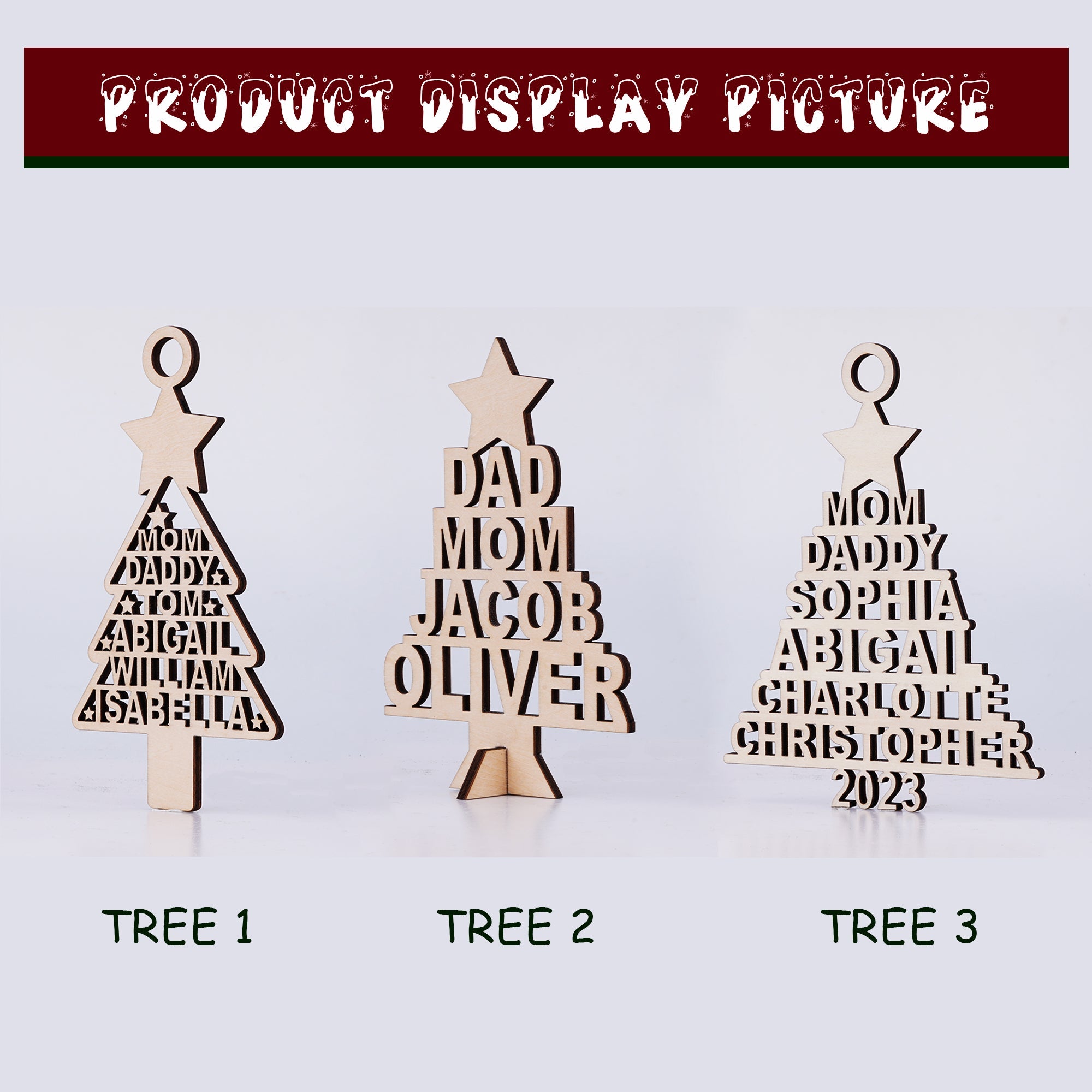 Personalized Christmas Tree Name Wooden Plaque