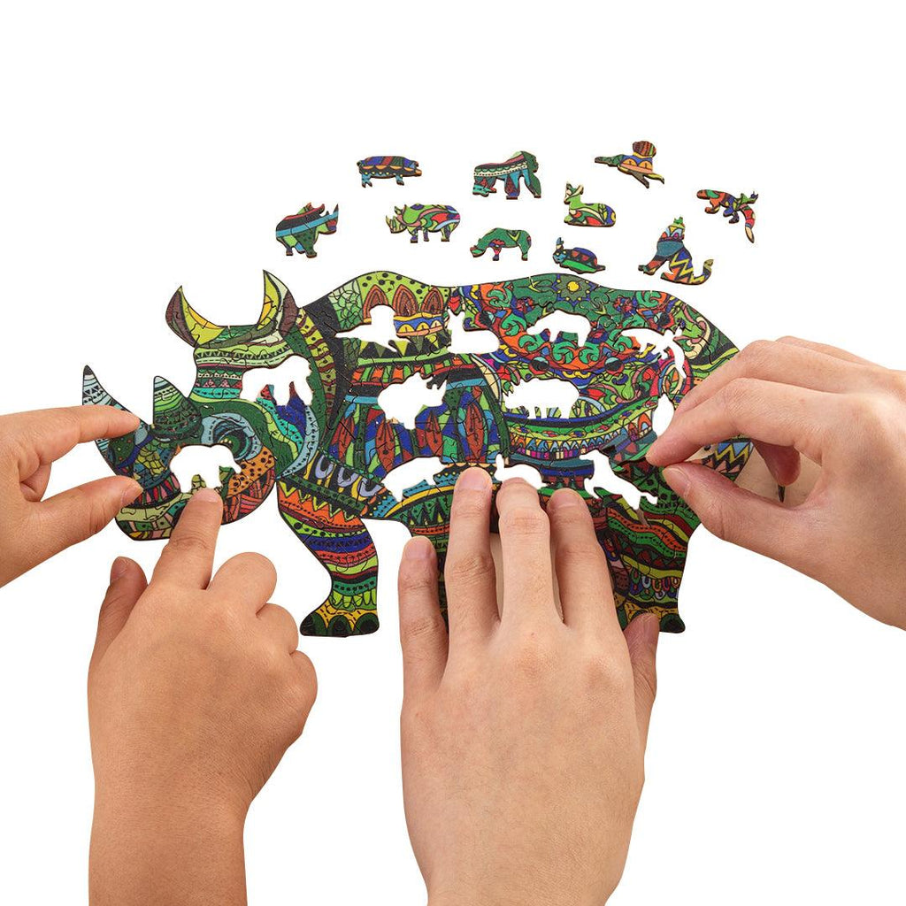 Watchful Rhino Wooden Jigsaw Puzzle