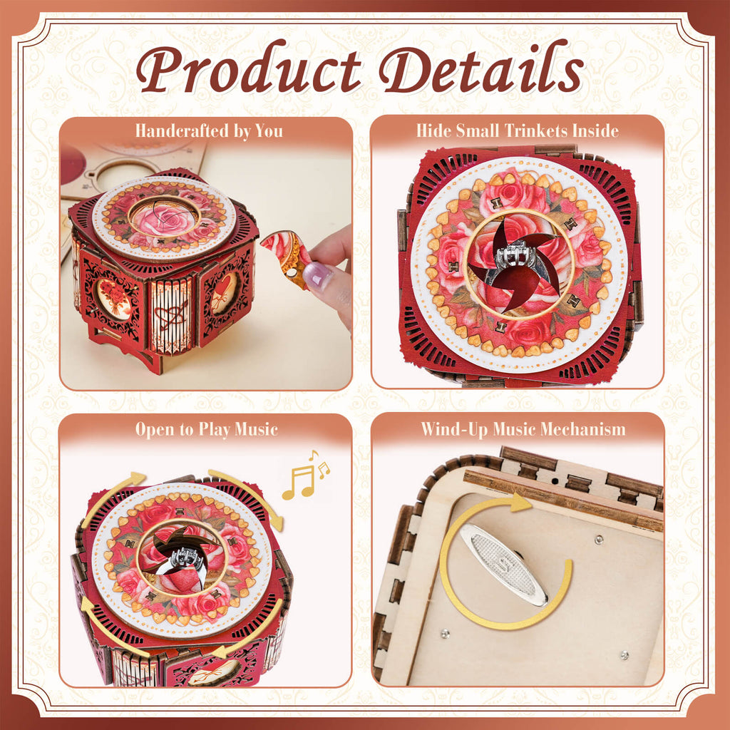 Rose Red – 3D Music Ring Box