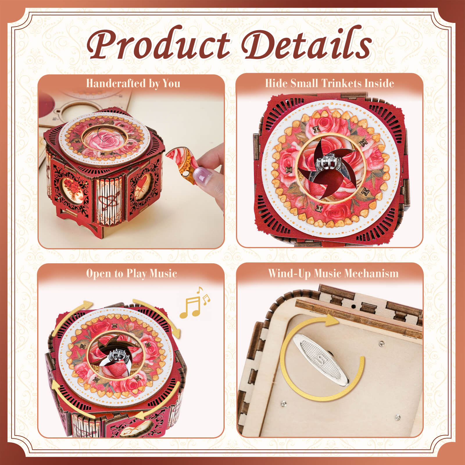 Rose Red – 3D Music Ring Box