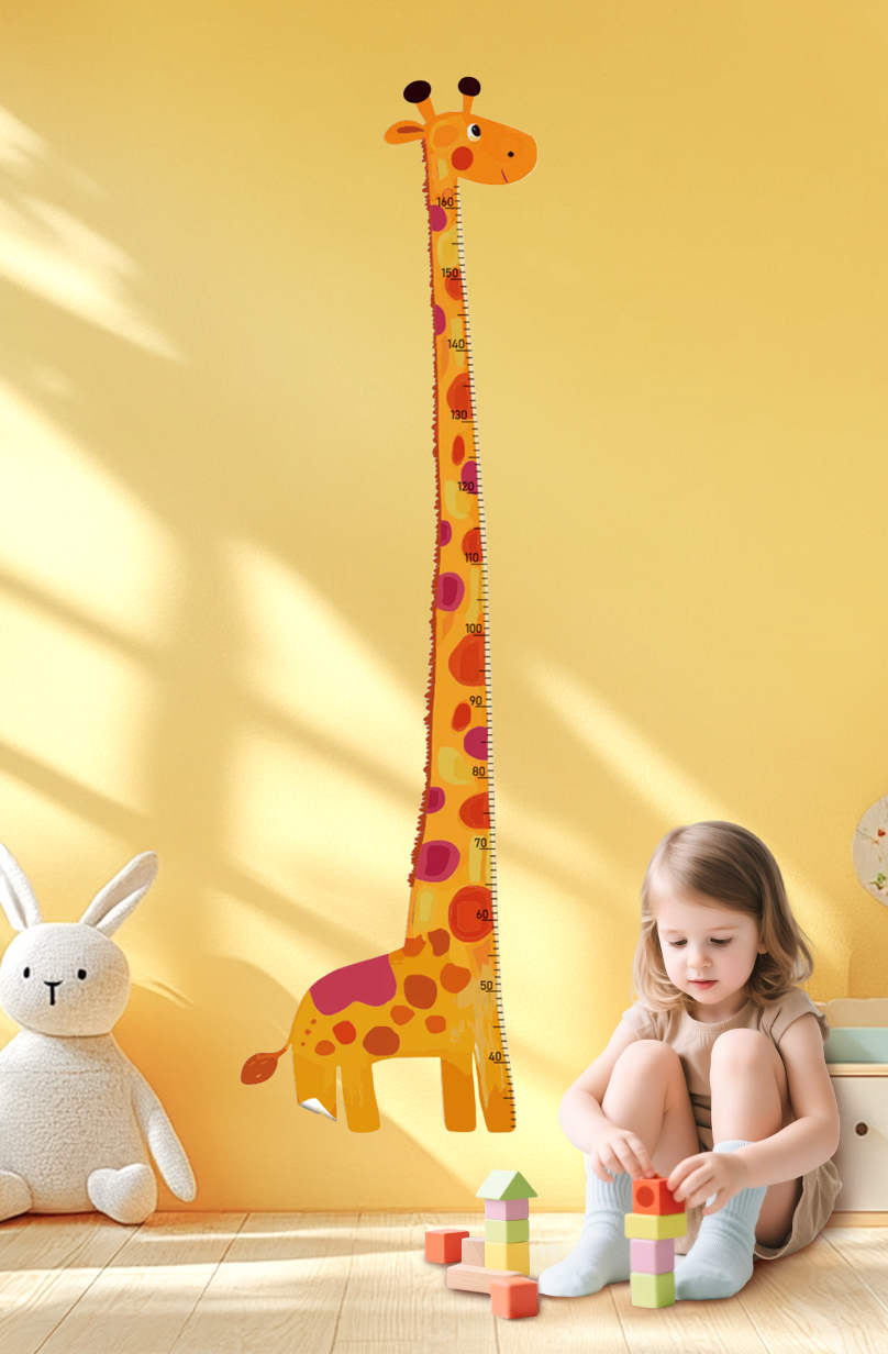Colorful Giraffe Growth Chart Wall Decal