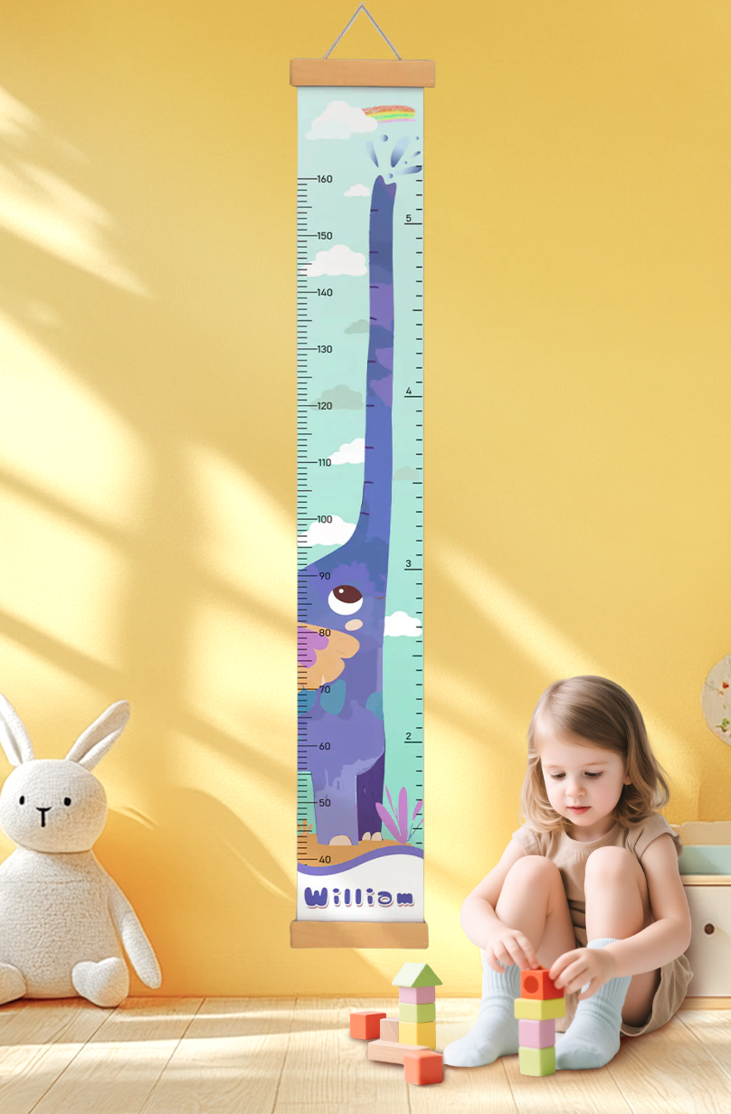 Personalized Elephant Growth Hanging Canvas Height Ruler