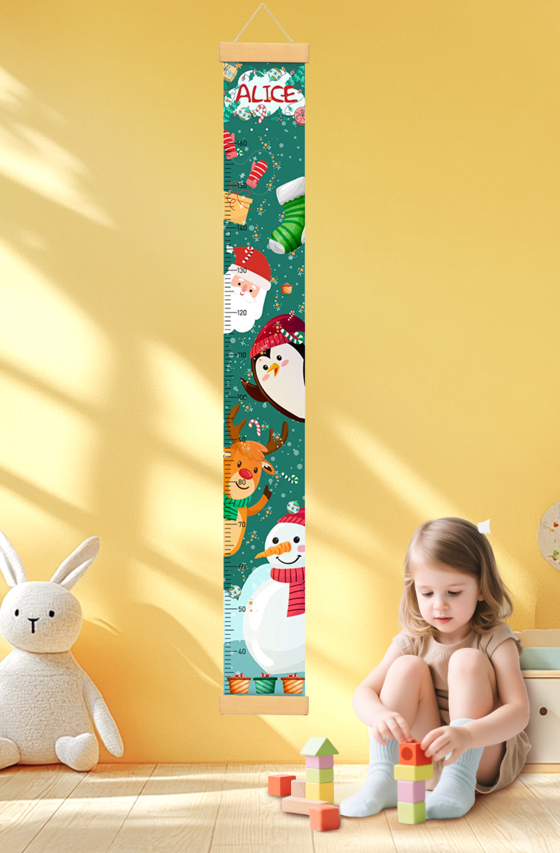 Personalized Santa Claus Hanging Canvas Height Ruler