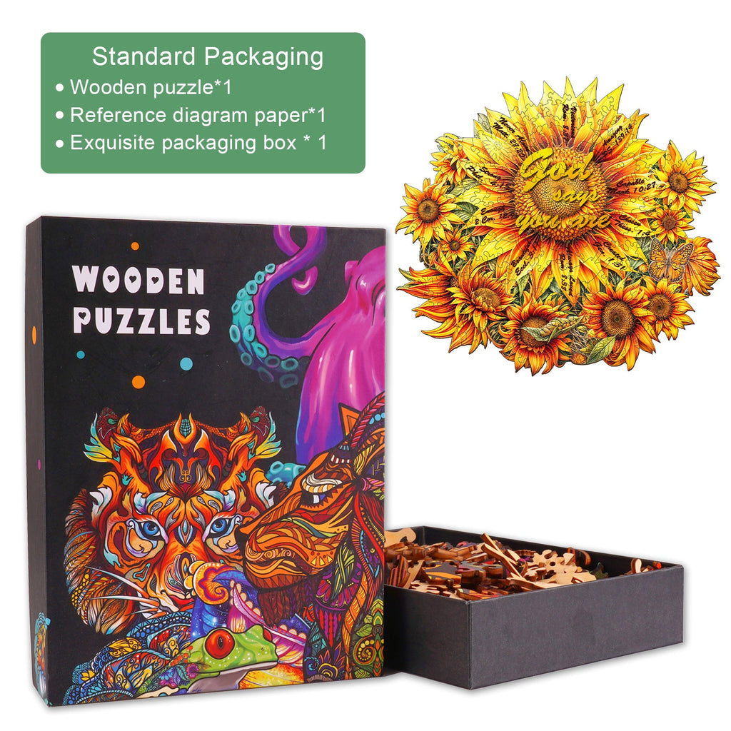 God's sunflower Wooden Jigsaw Puzzle
