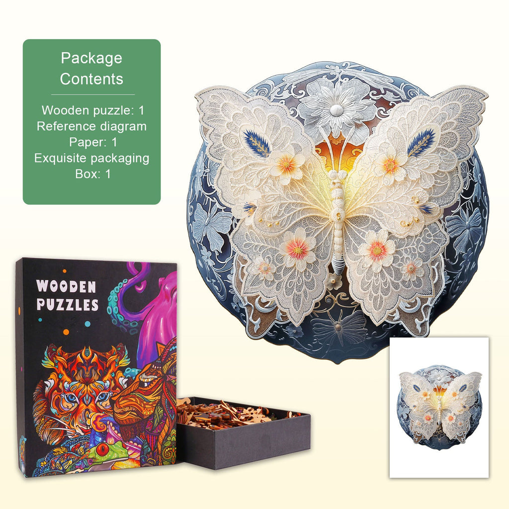 Lace Butterfly Wooden Jigsaw Puzzle