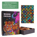 Mandala Kaleidoscope-1 wooden jigsaw puzzle packaging with vibrant design and colorful pieces for mind games.