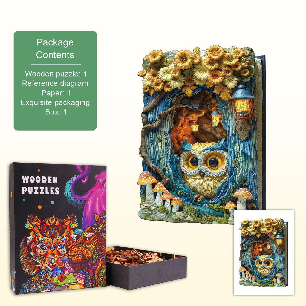 Owl Beneath The Light Wooden Jigsaw Puzzle