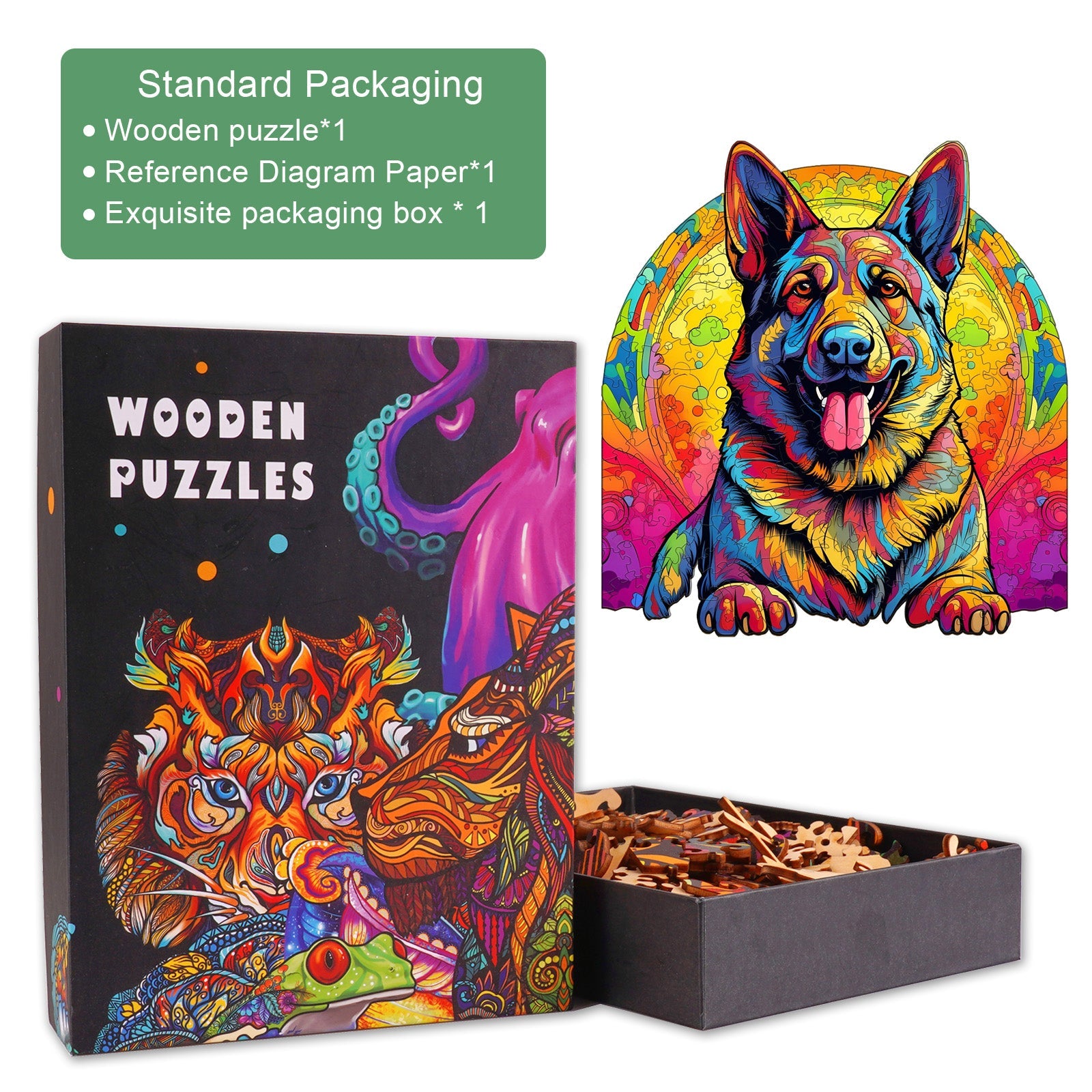 German Shepherd 3 Wooden Jigsaw Puzzle