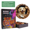 3D Golden Retriever-2 wooden jigsaw puzzle with vibrant packaging and detailed dog illustration for mind games.