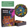 Natural Starburst wooden jigsaw puzzle set featuring vibrant design and exquisite packaging for engaging mind games.