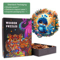 Little Peacock wooden jigsaw puzzle in exquisite packaging with colorful design and reference diagram for puzzle solving.