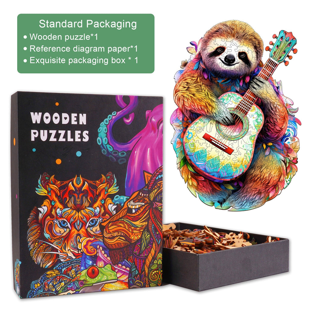 Sloth With Guitar Wooden Jigsaw Puzzle