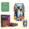 Floral Penguins Wooden Jigsaw Puzzle