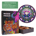 Stained Glass Lotus-1 wooden jigsaw puzzle in exquisite packaging, enhancing focus and mental skills through creative play.