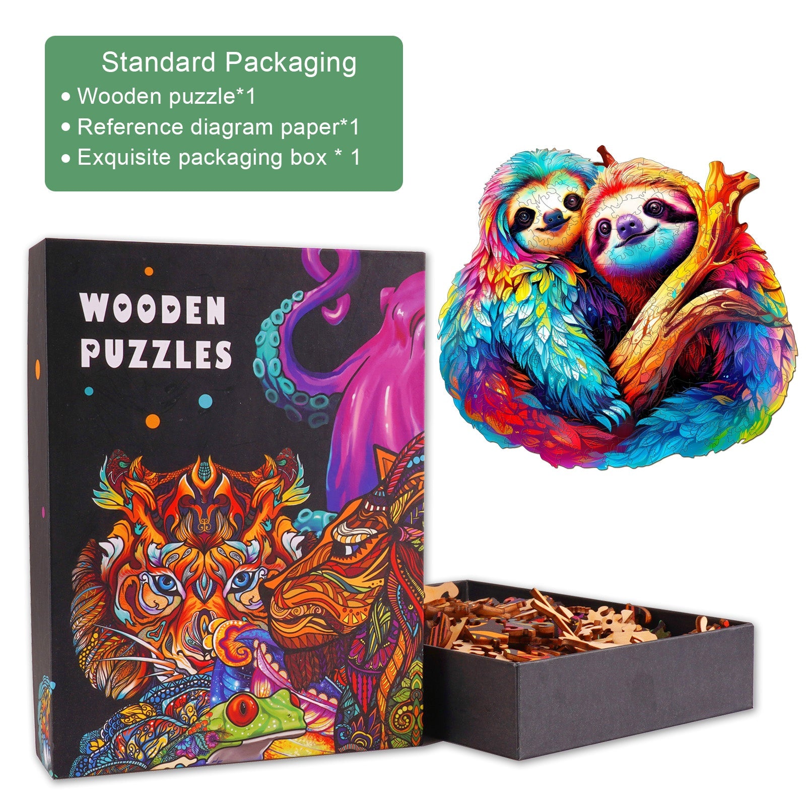 Sloth Couple Wooden Jigsaw Puzzle