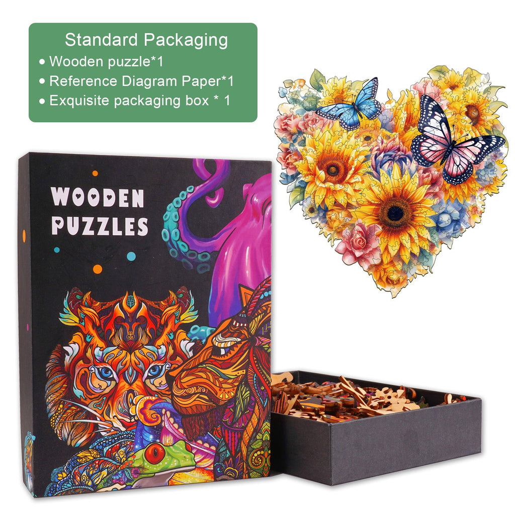 Sunflowers And Butterflies Wooden Jigsaw Puzzle