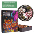 Yin Yang Lotus wooden jigsaw puzzle, featuring vibrant design and intricate pieces, ideal for enhancing focus and cognitive skills.
