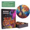 Autumn Guitar Wooden Jigsaw Puzzle in a colorful box with pieces, offering fun and mind-engaging puzzle solving experience.