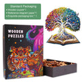 Colorful Tree of Life Wooden Jigsaw Puzzle in exquisite packaging, designed for fun and focus during puzzle solving.