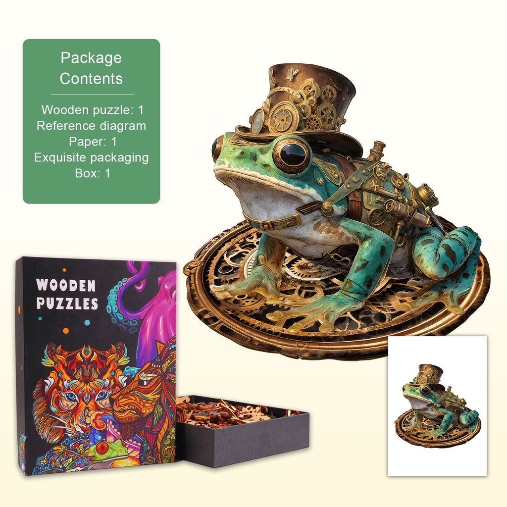 Steam Hopper Frog Wooden Jigsaw Puzzle