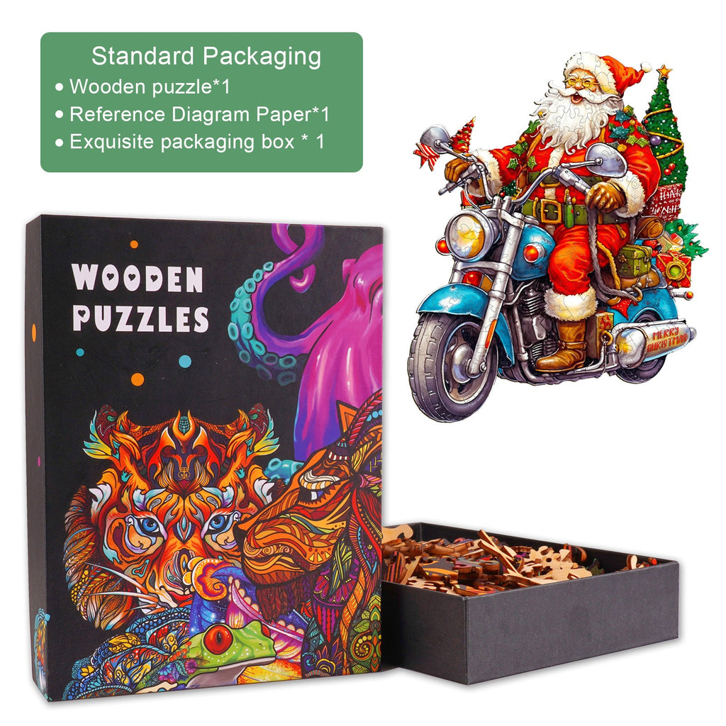 Motorcycle Santa Wooden Jigsaw Puzzle