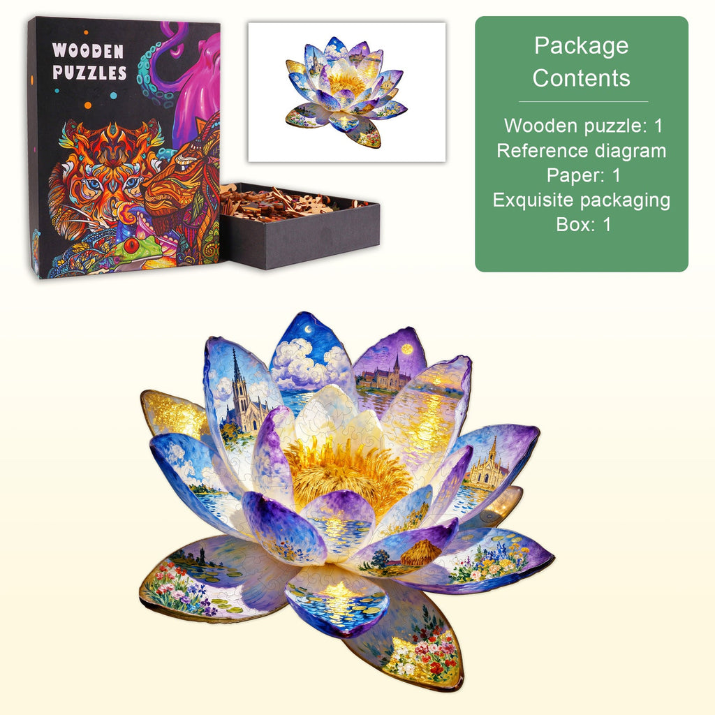 Oil On Lotus Wooden Jigsaw Puzzle