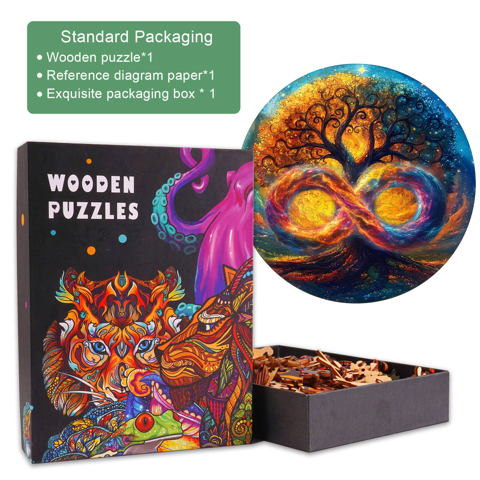 The Infinite Tree of Life wooden jigsaw puzzle in exquisite packaging, designed for focus and smarter thinking.