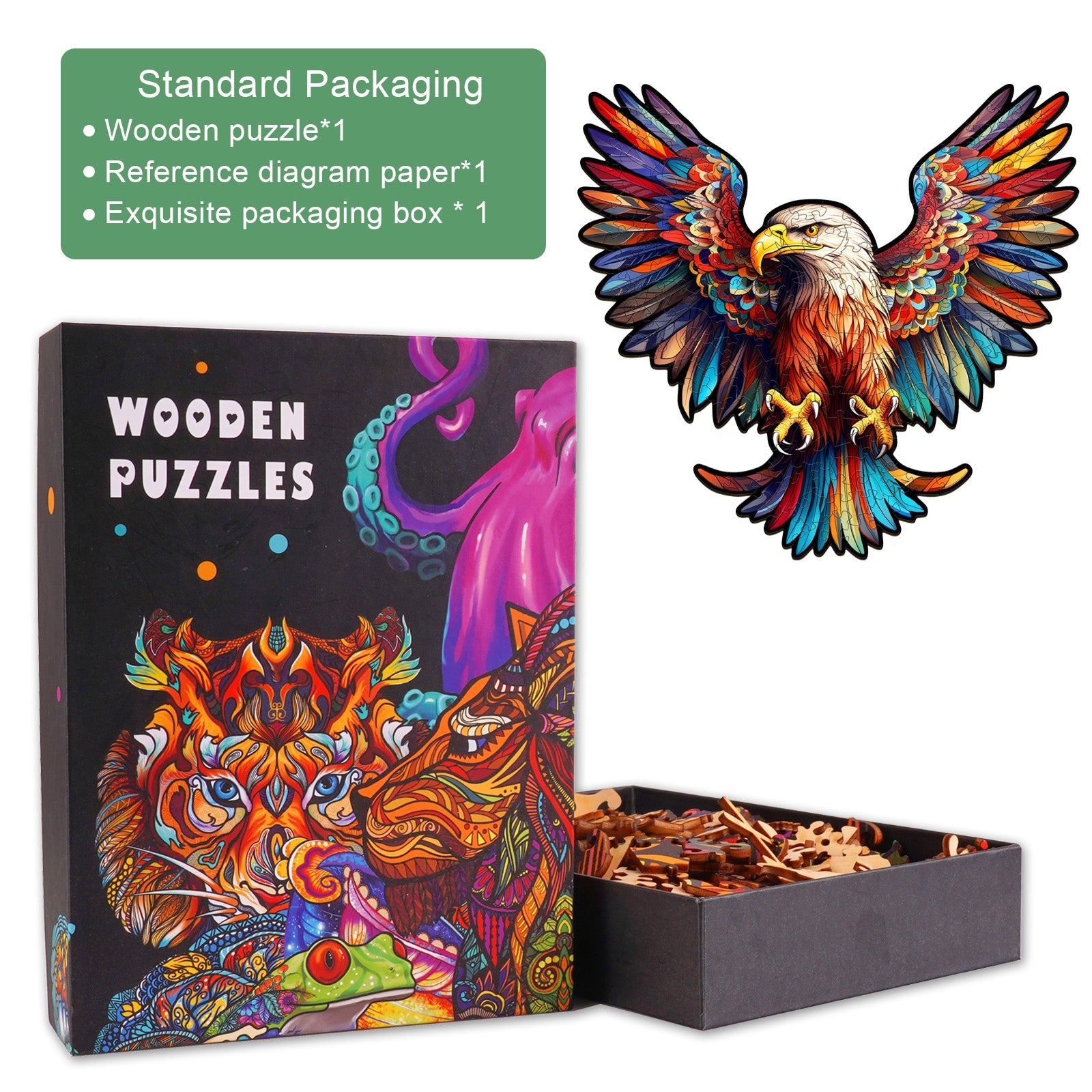 Bald Eagle with Spread Wings Wooden Jigsaw Puzzle